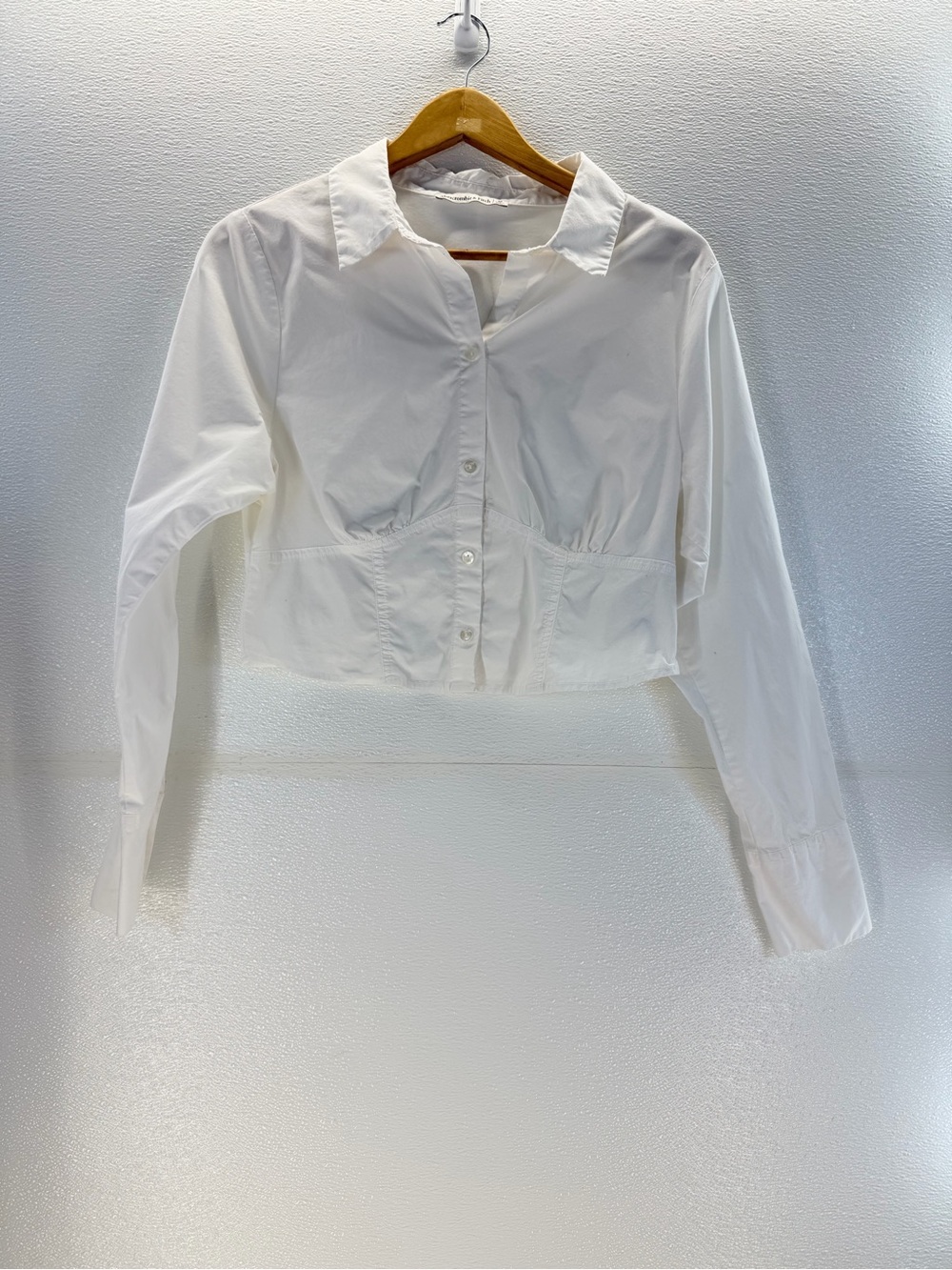 Abercrombie & Fitch White Corset Button Shirt Top Women's Medium - Picture 14 of 17